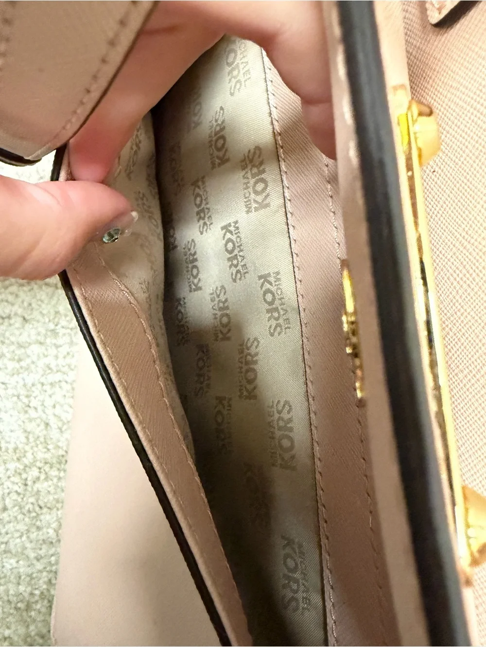 Michael Kors Pink Saffiano Leather Quinn Satchel w/Gold